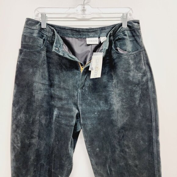 Chicos Pants Black Leather  Straight Leg flat Front Size 2 - Picture 8 of 10